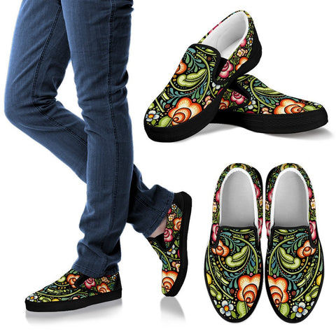 BOHEMIAN FLORAL SLIP ONS