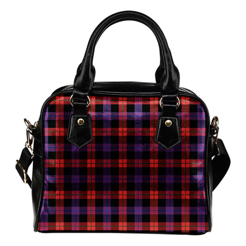 BROWN MODERN TARTAN SHOULDER HANDBAG