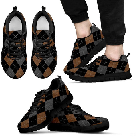 ARGYLE PATTERN BLACK-ORANGE SNEAKERS 9