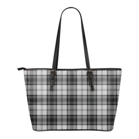 DOUGLAS GREY MODERN TARTAN SMALL LEATHER TOTE