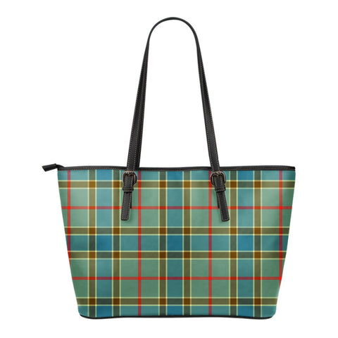 BALFOUR BLUE TARTAN SMALL LEATHER TOTE