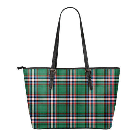 MACFARLANE HUNTING ANCIENT TARTAN LARGE LEATHER TOTE