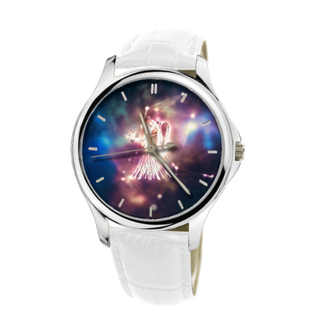 VIRGO GALAXY WATCH WITH WHITE GENUINE LEATHER G5