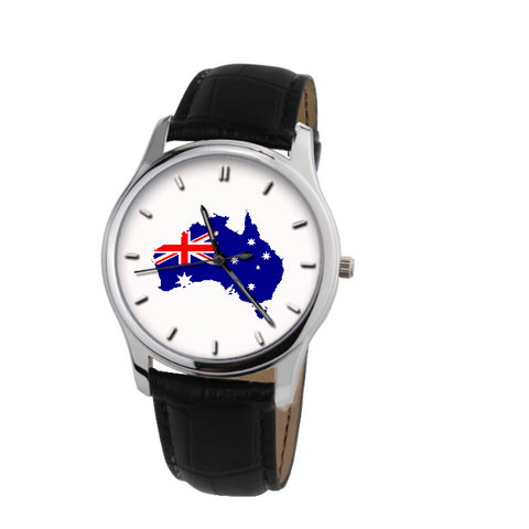 Australian Map - Leisure Watch Black Genuine Leather 