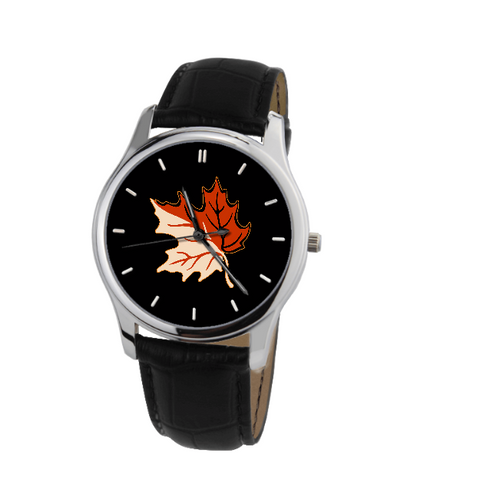 CANADA-MAPLE LEAF WATCH With Black Genuine Leather H4