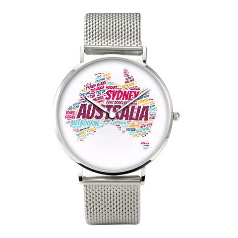 Australia Map -Watch With Casual Stainless Steel Band A8