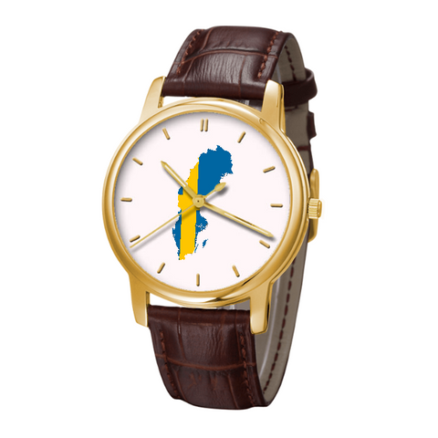 Swedish Map - Bussiness Watch Brown Genuine Leather 