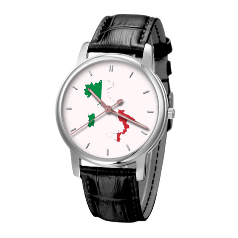Italian Map - Business Watch Black Genuine Leather 
