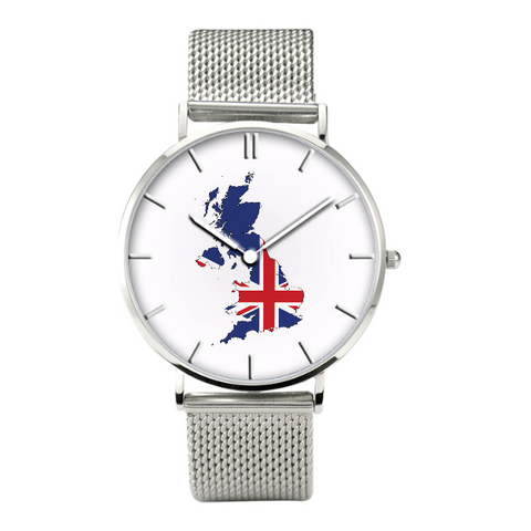 Great Britain Map - Bussiness Watch Casual Stainless Steel Band