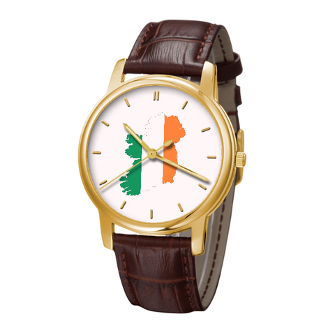 Irish Map - Bussiness Watch Brown Genuine Leather