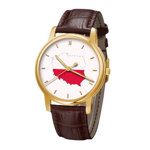 Polish Map - Bussiness Watch Brown Genuine Leather 