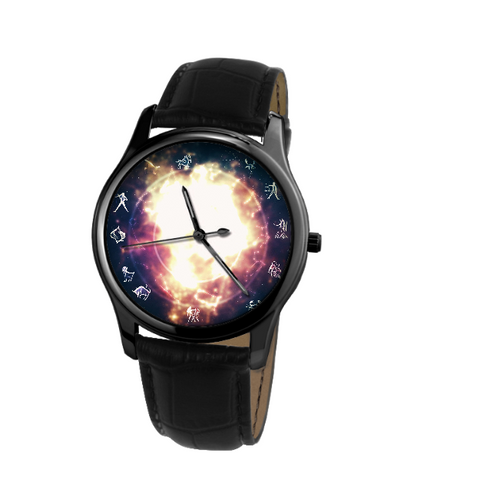 ZODIAC GALAXY WATCH WITH BLACK GENUINE LEATHER G5