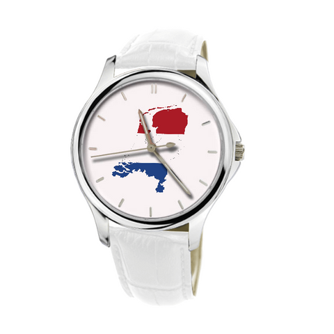 Dutch Map - Fashion Watch White Genuine Leather