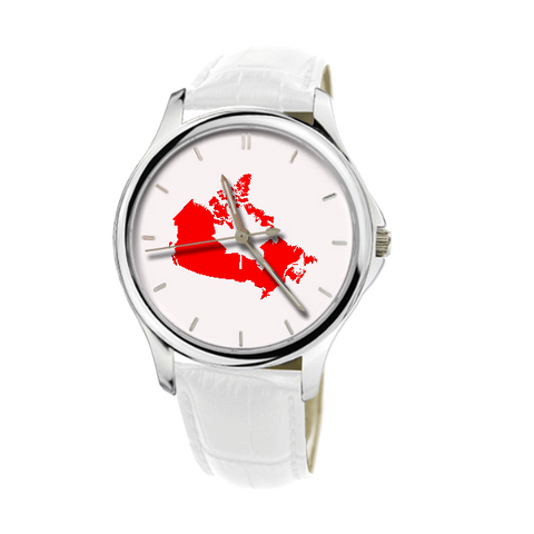 Canadian Map - Fashion Watch White Genuine Leather