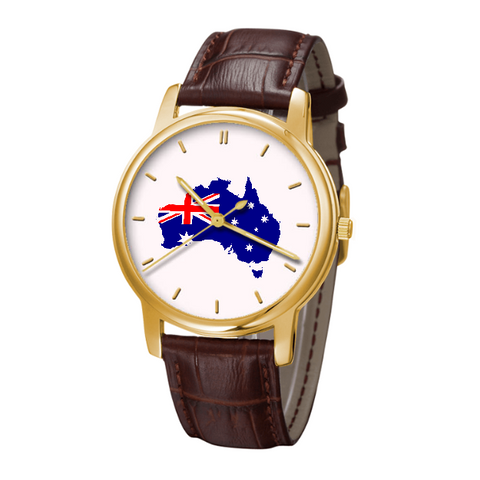 Australian Map - Bussiness Watch Brown Genuine Leather