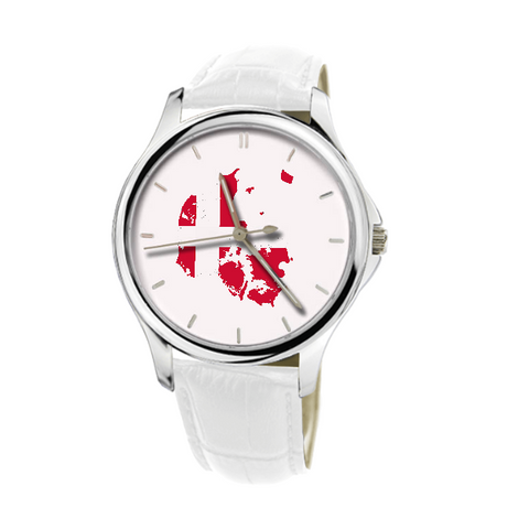 Danish Map - Fashion Watch White Genuine Leather 