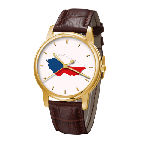 Czech Map - Bussiness Watch Brown Genuine Leather 