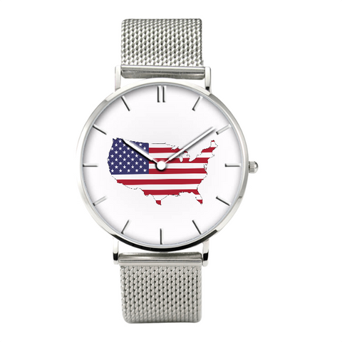 United States Map - Bussiness Watch Casual Stainless Steel Band
