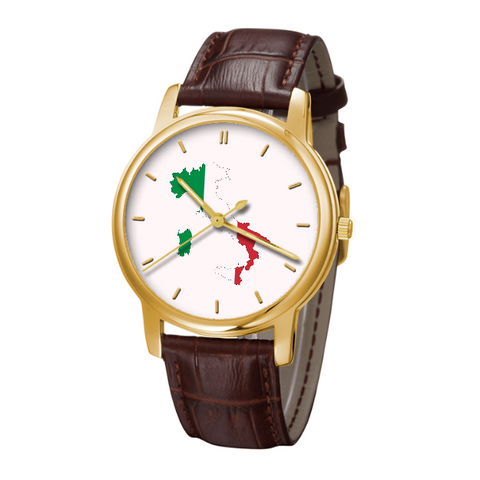 Italian Map - Bussiness Watch Brown Genuine Leather 