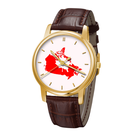 Canadian Map - Bussiness Watch Brown Genuine Leather