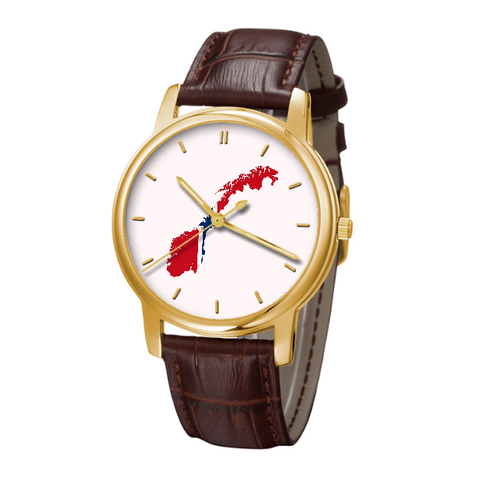 Norwegian Map - Bussiness Watch Brown Genuine Leather 