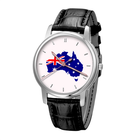 Australian Map - Business Watch Black Genuine Leather