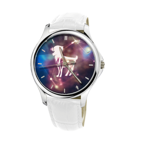 ARIES GALAXY WATCH WITH WHITE GENUINE LEATHER G5