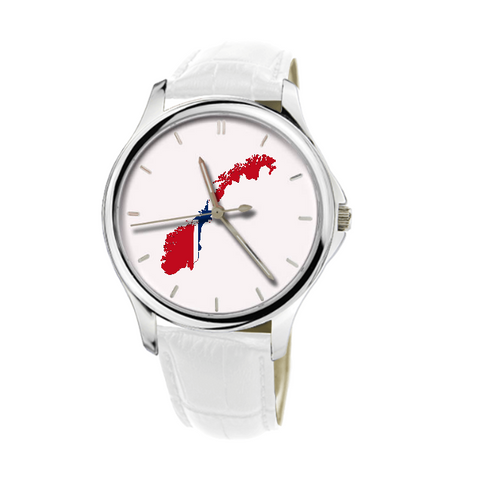 Norwegian Map - Fashion Watch White Genuine Leather 