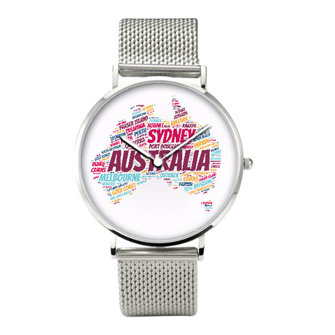 Australia Map -Watch With Casual Stainless Steel Band A9