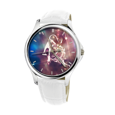 LEO GALAXY WATCH WITH WHITE GENUINE LEATHER G5