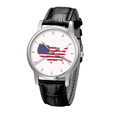 United States Map - Business Watch Black Genuine Leather 