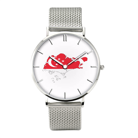 Singaporean Map - Bussiness Watch Casual Stainless Steel Band