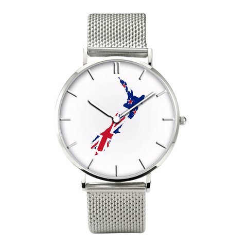 New Zealand Map - Bussiness Watch Casual Stainless Steel Band