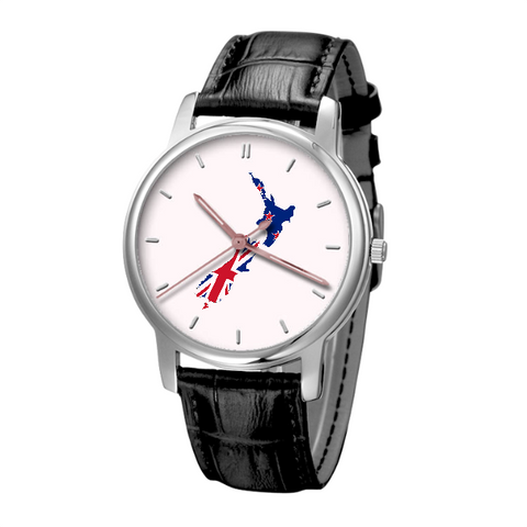 New Zealand Map - Business Watch Black Genuine Leather 
