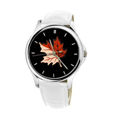 CANADA-MAPLE LEAF WATCH With White Genuine Leather H4