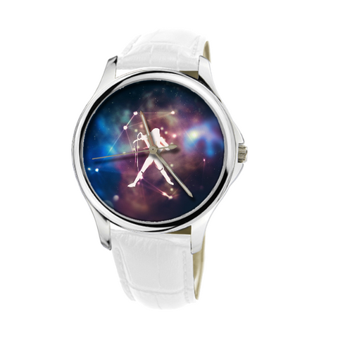 AQUARIUS GALAXY WATCH WITH WHITE GENUINE LEATHER G5