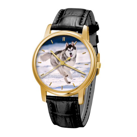 Husky Watch With Black Genuine Leather H4