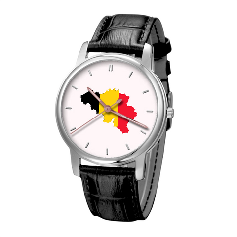 Belgian Map - Business Watch Black Genuine Leather 