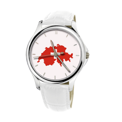 Swiss Map - Fashion Watch White Genuine Leather 