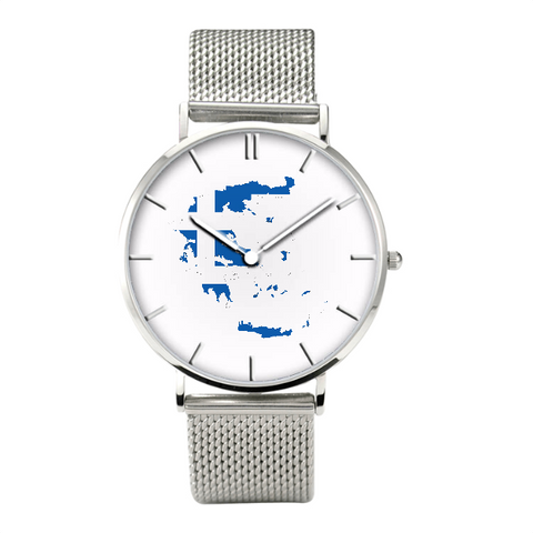 Greek Map - Bussiness Watch Casual Stainless Steel Band