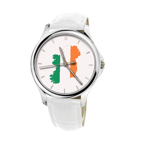 Irish Map - Fashion Watch White Genuine Leather