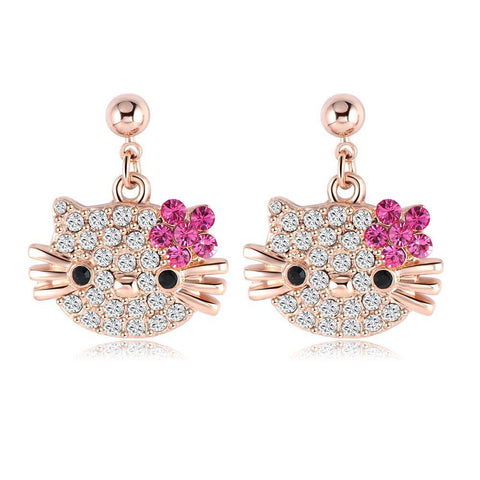 Lovely Cat Flower Stud Earring