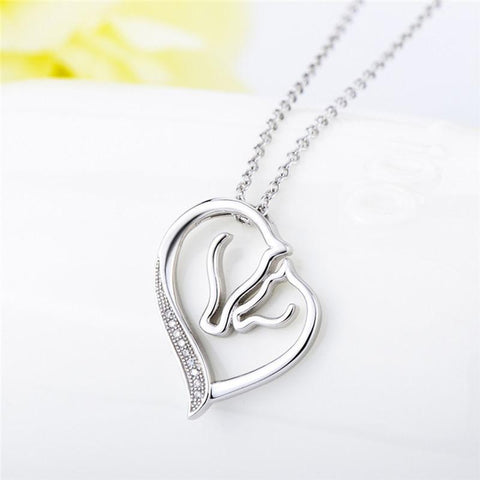 SILVER HORSE HEART NECKLACE