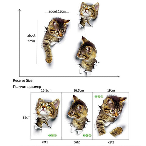 Hole View 3D Cats Wall Sticker